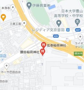 弦巻稲荷神社への地図